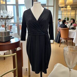 Lane Bryant Black‎ Wrap Dress Size 16 Shimmer Party Cocktail Glam Holiday LBD